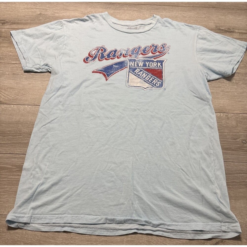 The Original Retro Brand New York Rangers NHL Baby Blue T Shirt Large Logo